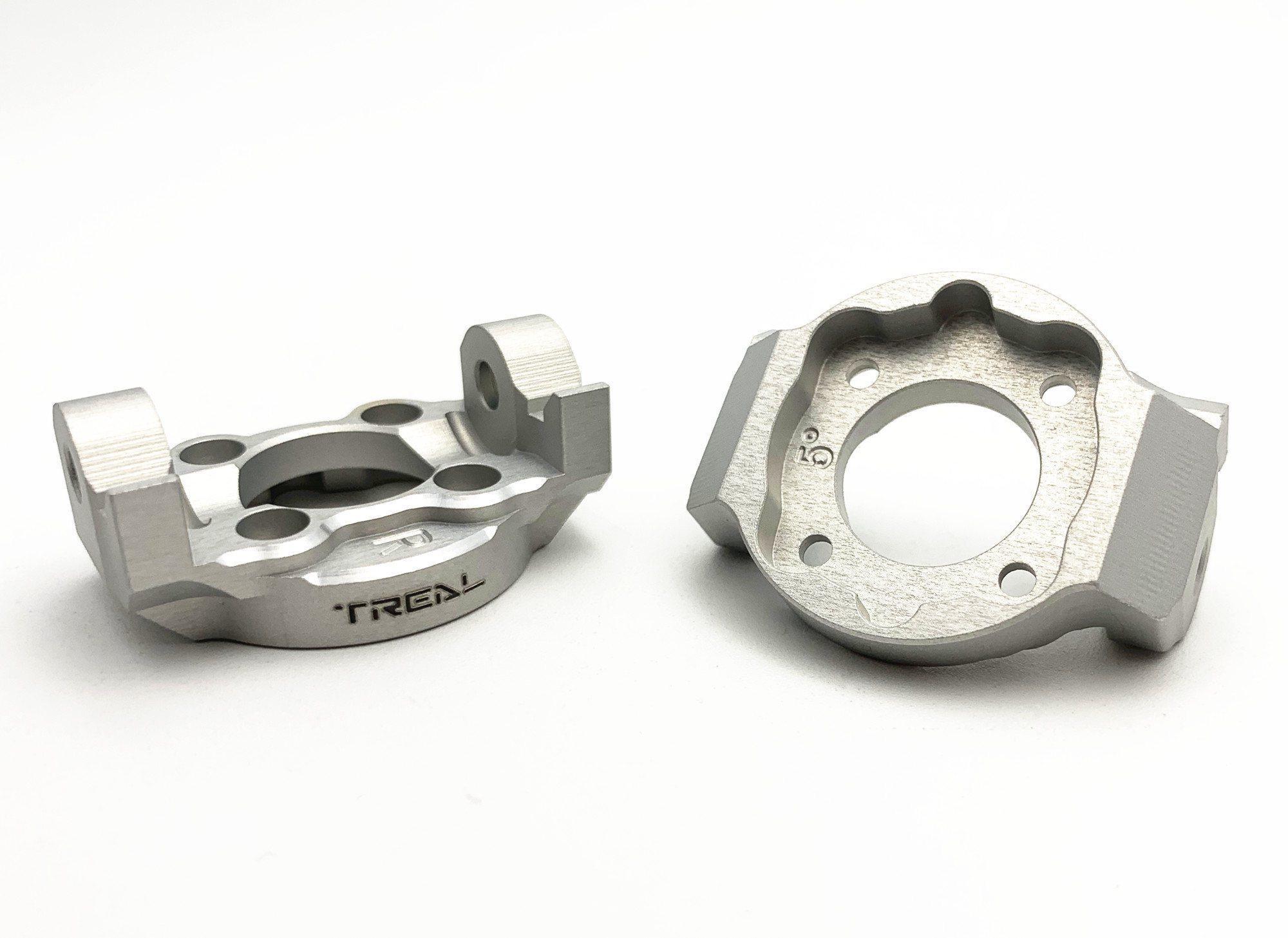 Treal Aluminum 7075 Front C hubs Spindle Carrier Set 5 Degree for Losi LMT (Silver)