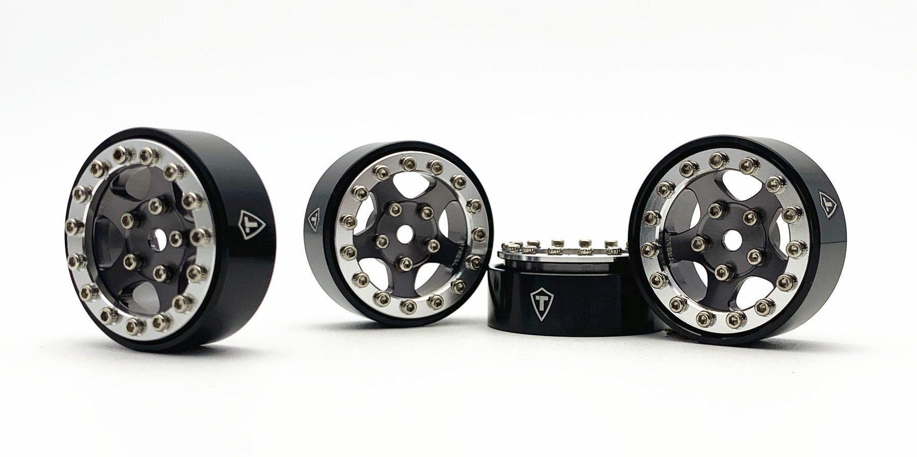 Treal 1.0 Beadlock Wheels for SCX24 Aluminum 11.6g-B Type (Silver-Grey)
