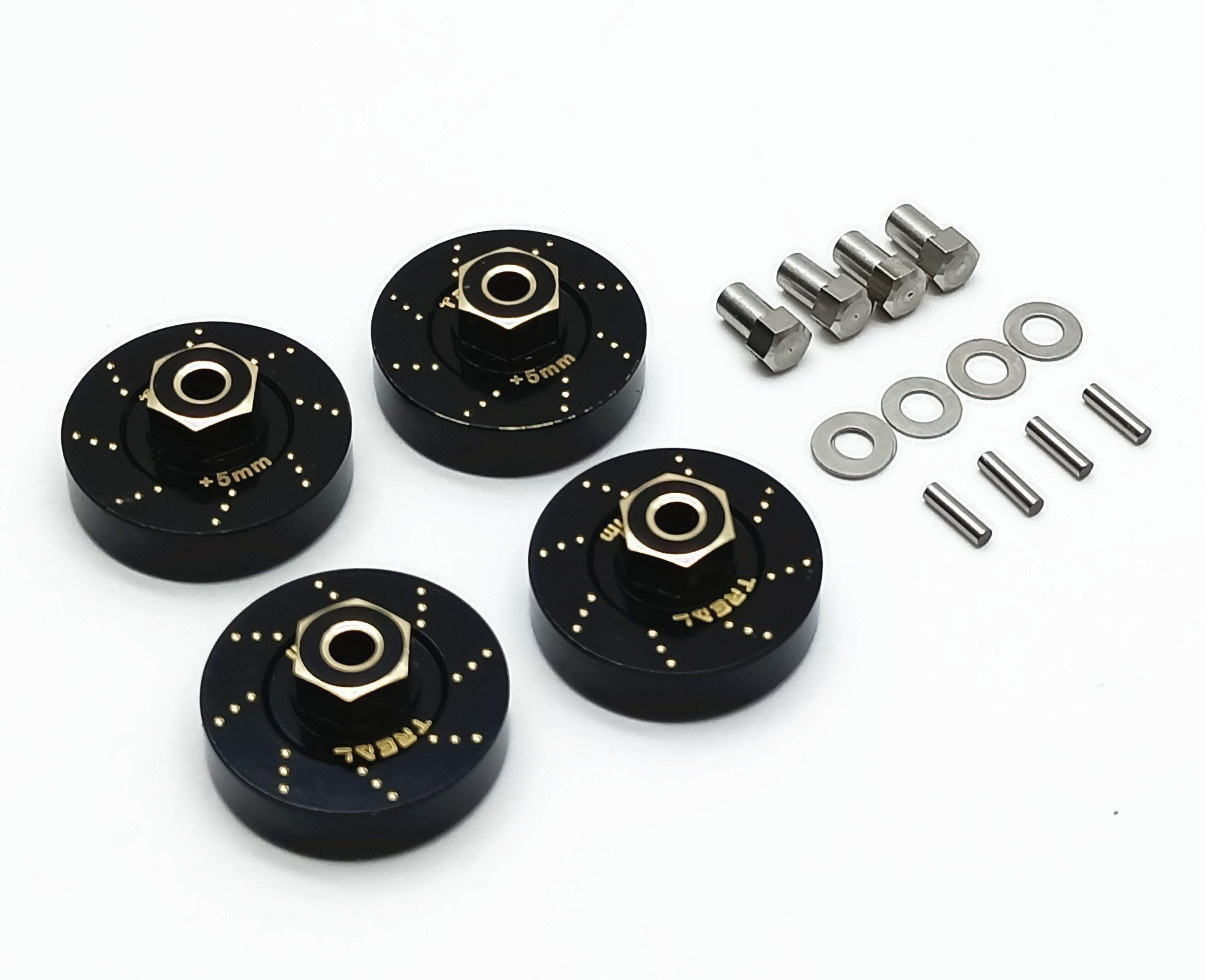 Treal Brass Extended Wheel Hubs (4p) +5mm Axle Counter Weight 12g for Axial SCX24 -Black ...