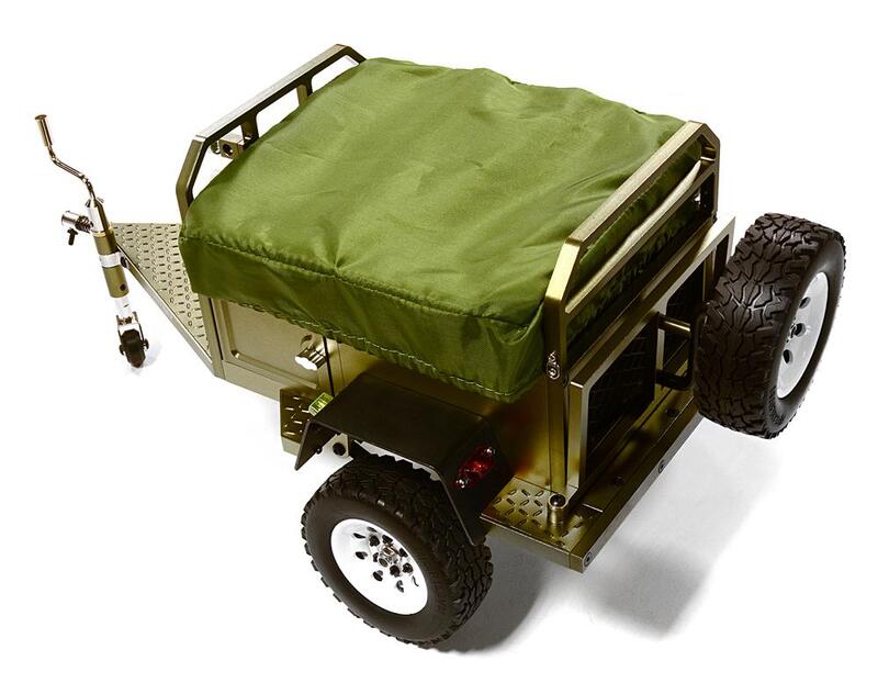 Alloy Realistic Model Camping Trailer w/Roof Top Tent for 1/10 RC 390x195x175mm C27994GUN 