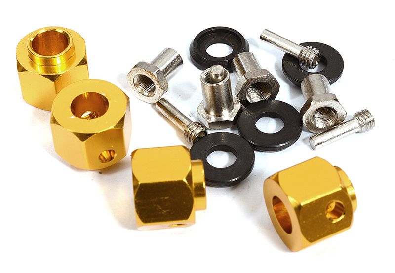 12mm Hex Wheel (4) Hub Alloy 11mm Thick for Traxxas TRX-4 Scale & Trail Crawler C30010GOLD