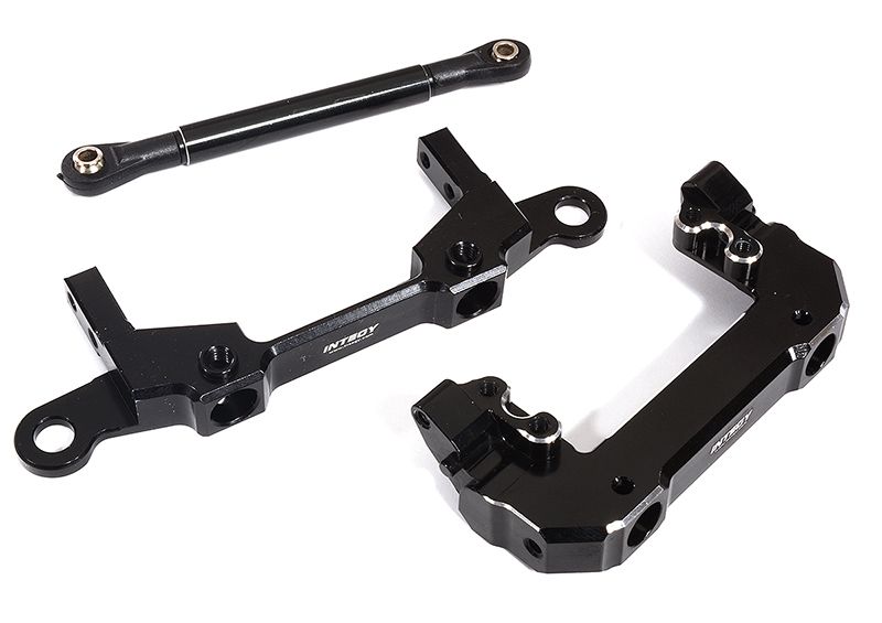 Machined F&R Bumper Mounts w/ Steering Servo Mount & Linkage for Axial SCX10 III C30058BLACK