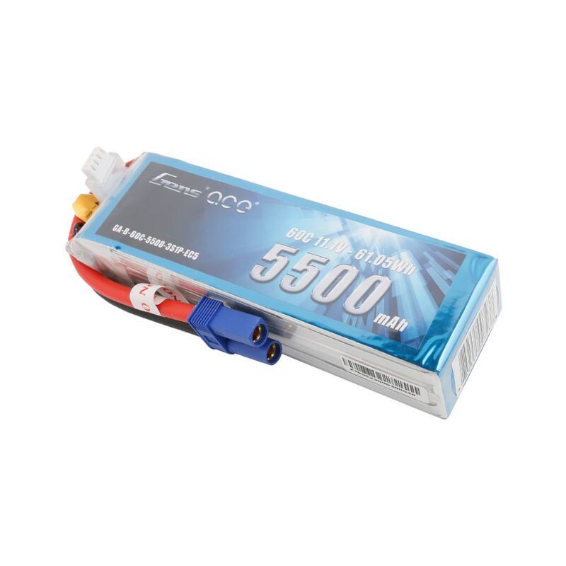 Gens Ace 5500mAh 3S1P 11.1V 60C LiPo EC5 Plug Soft Case
