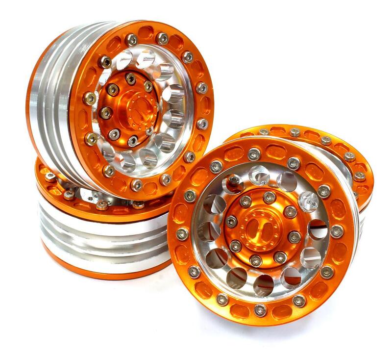 1.9 Size Billet Machined Alloy 12H Wheel (4) High Mass Type for Scale Crawler C25619ORANGE