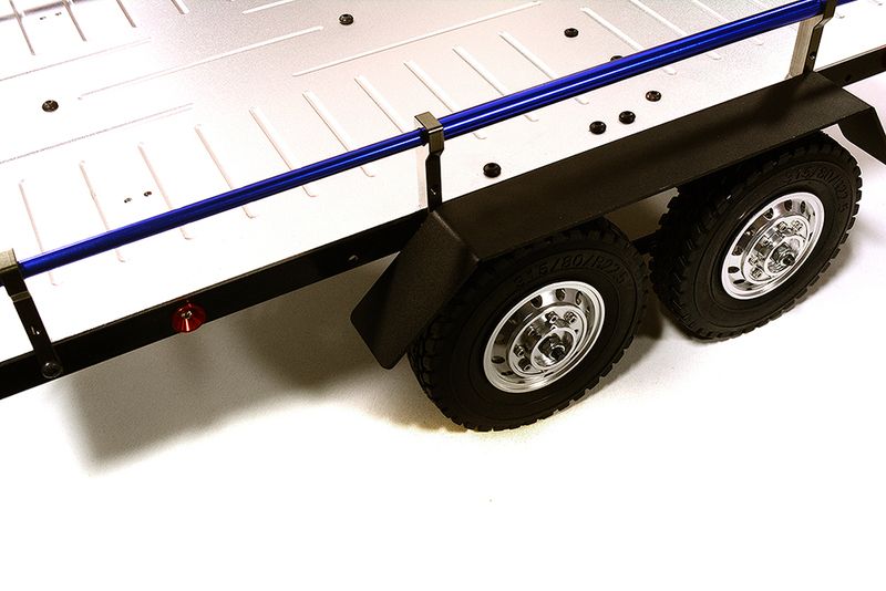 V2 Machined Alloy Flatbed Dual Axle Car Trailer Kit for 1/10 Scale RC C26670BLUE