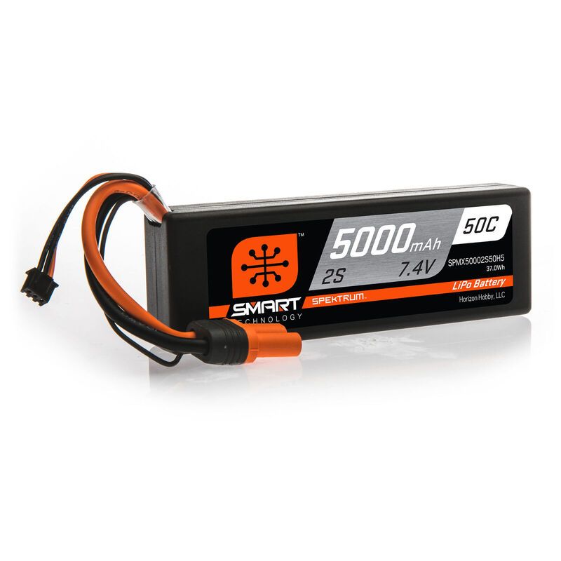 7.4V 5000mAh 2S 50C Smart Hardcase LiPo Battery: IC5