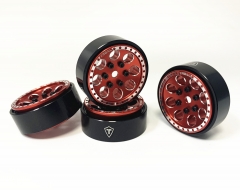 Treal 1.0 Beadlock Wheels(4P-Set) for Axial SCX24 1/24 Crawler Aluminum CNC Machined 11.2g (Red)