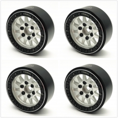 Treal 1.9 beadlock wheels (4P-Set) Alloy Crawler Wheels for 1:10 RC Scale Truck -Type D - Silver-Black