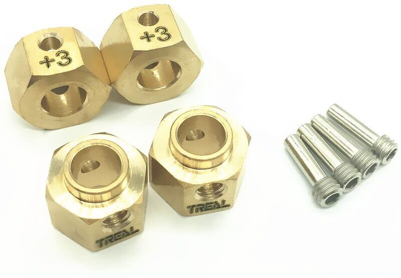 Treal TRX-4 Brass (Widen) Wheel Hubs Hex Pins - +3mm-Gold