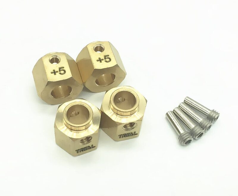 Treal TRX-4 Brass (Widen) Wheel Hubs Hex Pins - +5mm-Gold