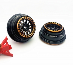 Treal UDR Wheels (2) Aluminum Beadlock Wheels -A Type for Traxxas UDR Stock Tires (Black+Orange)