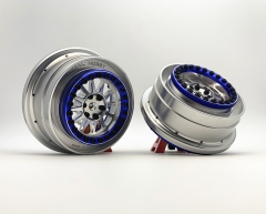 Treal UDR Wheels (2) Aluminum Beadlock Wheels -B Type for Traxxas UDR Fitting Hyrax Tires (Silver+Blue)