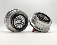 Treal UDR Wheels (2) Aluminum Beadlock Wheels -B Type for Traxxas UDR Fitting Hyrax Tires (Silver+Black)
