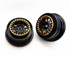 Treal UDR Wheels (2) Aluminum Beadlock Wheels -B Type for Traxxas UDR Fitting Hyrax Tires (Black+Orange)