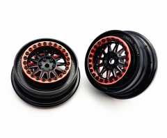 Treal UDR Wheels (2) Aluminum Beadlock Wheels -B Type for Traxxas UDR Fitting Hyrax Tires (Black+Red)