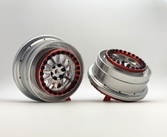 Treal UDR Wheels (2) Aluminum Beadlock Wheels -B Type for Traxxas UDR Fitting Hyrax Tires (Silver+Red)