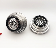 Treal UDR Wheels (2) Aluminum Beadlock Wheels -A Type for Traxxas UDR Stock Tires (Silver+Black)