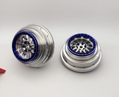 Treal UDR Wheels (2) Aluminum Beadlock Wheels -A Type for Traxxas UDR Stock Tires (Silver+Blue)