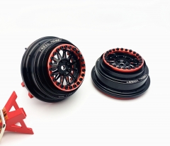 Treal UDR Wheels (2) Aluminum Beadlock Wheels -A Type for Traxxas UDR Stock Tires (Black+Red)