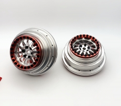 Treal UDR Wheels (2) Aluminum Beadlock Wheels -A Type for Traxxas UDR Stock Tires (Silver+Red)