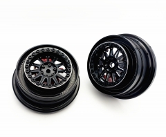 Treal UDR Wheels (2) Aluminum Beadlock Wheels -B Type for Traxxas UDR Fitting Hyrax Tires (Black+Black)