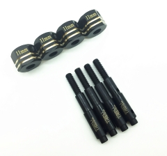 Treal Brass Extended Wheel Hex Black & Pins Set 11mm and Steel Stub Axle +5mm for Redcat Gen8