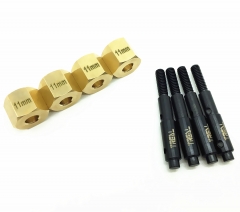 Treal Brass Extended Wheel Hex Gold & Pins Set 11mm and Steel Stub Axle +5mm for Redcat Gen8