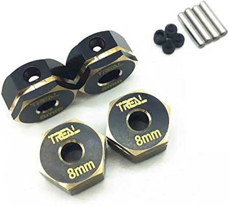 Treal Brass Hex Adapter Wheel hubs(4)(8mm) for Element RC Enduro - Black