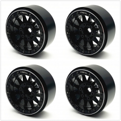 Treal 1.9 beadlock wheels (4P-Set) Alloy Crawler Wheels for 1:10 RC Scale Truck -Type D-Black-Black