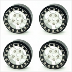 Treal 1.0 Beadlock Wheels(4P-Set) for Axial SCX24 with Brass Rings Weighted 22.4g-B Type (Black-Silver) ...
