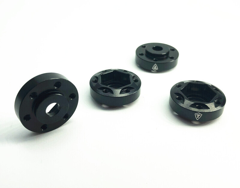 Treal 12mm Hex Hubs Wheel Adaptor 6 Bolts Different Offset Aluminum 7075 for 1:10 Crawler (Black, 6mm)