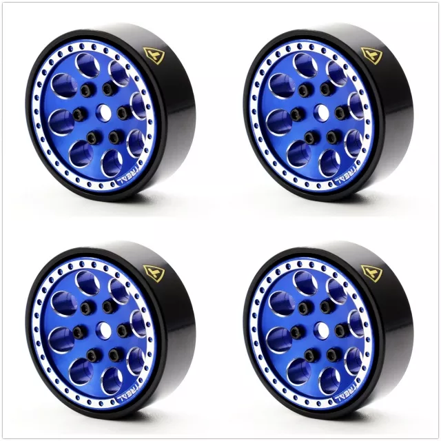 Treal 1.0 Beadlock Wheels(4P-Set) for Axial SCX24 1/24 Crawler Brass Ring Weighted 22g-Blue ...