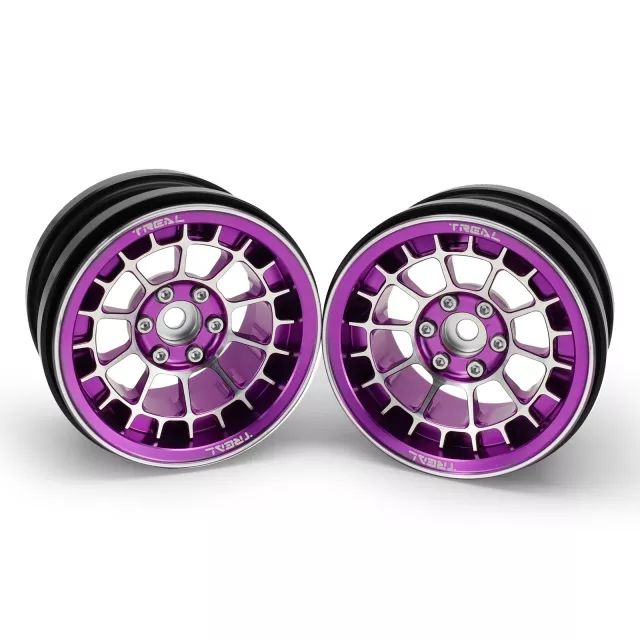Treal Aluminium 2.2 Beadlock Wheels Rims(2)pcs Fit RC Crawler Mud Truck 2.2 Tires (Purple) ...