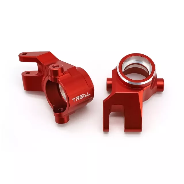 TREAL Alu 7075 Front Steering Blocks Knuckles (L&R) for 1/8 Traxxas Sledge Red
