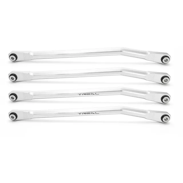 TREAL SCX6 High Clearance Link Set (4) Alu# 7075 Lower Links for Axial SCX-6 - Silver