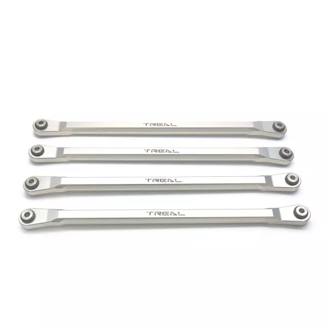 TREAL SCX6 Lower Links Set (4) Aluminum 7075 Rod Links Replacements for Axial SCX6 - Silver
