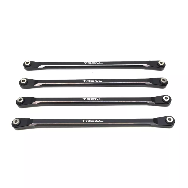 TREAL SCX6 Lower Links Set (4) Aluminum 7075 Rod Links Replacements for Axial SCX6 - Black