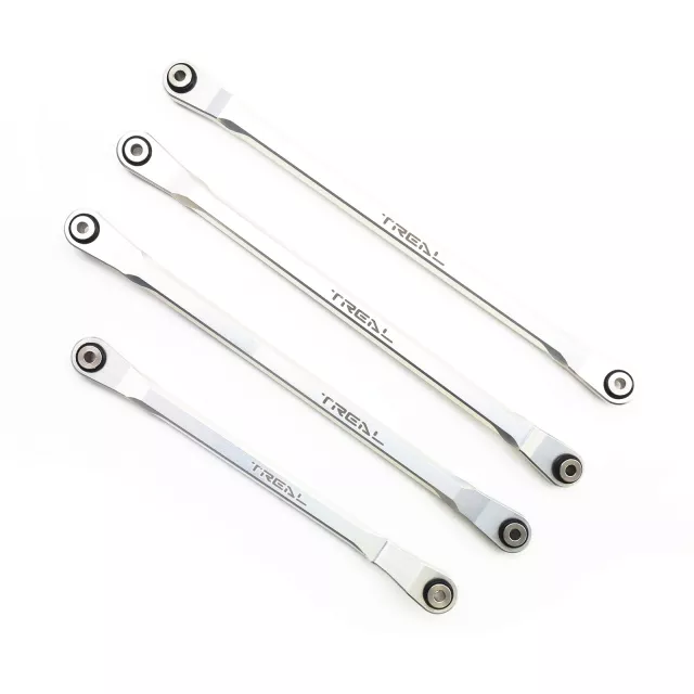 TREAL SCX6 Upper Links Set (4) Aluminum 7075 Rod Link Replacements for Axial SCX6 - Silver