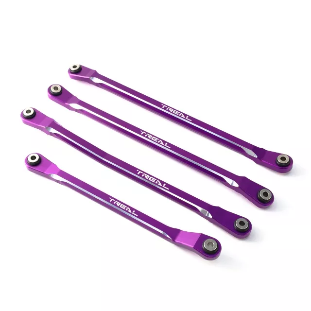 TREAL SCX6 Upper Links Set (4) Aluminum 7075 Rod Link Replacements for Axial SCX6 - Purple
