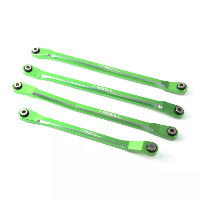 TREAL SCX6 Upper Links Set (4) Aluminum 7075 Rod Link Replacements for Axial SCX6 - Green