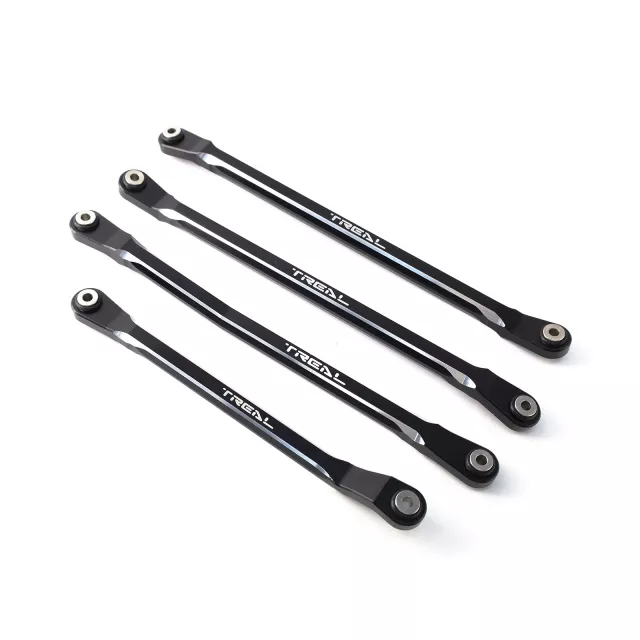 TREAL SCX6 Upper Links Set (4) Aluminum 7075 Rod Link Replacements for Axial SCX6 - Black