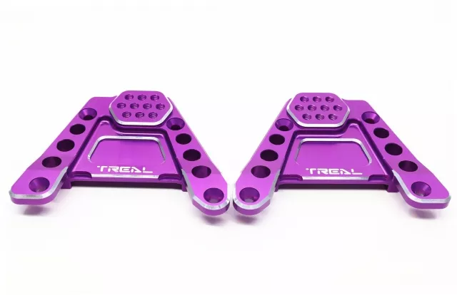 TREAL CNC Aluminum 7075 Rear Shock Towers for SCX6, Left/Right (2) pcs Hoops Bracket Mount Upgrades for 1/6 Axial SCX6 - Purple
