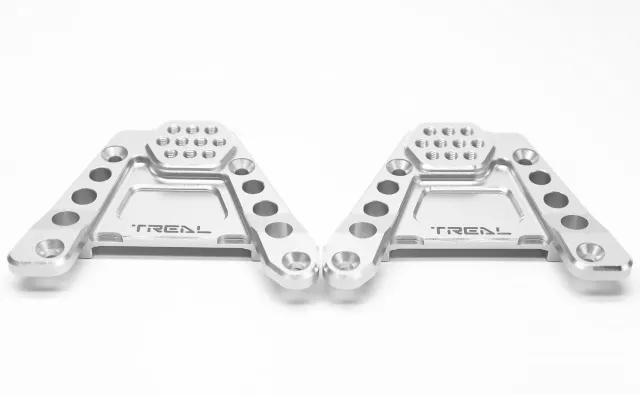 TREAL CNC Aluminum 7075 Rear Shock Towers for SCX6, Left/Right (2) pcs Hoops Bracket Mount Upgrades for 1/6 Axial SCX6 - Silver