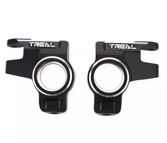 TREAL SCX6 Steering Knuckles L/R Front Hubs CNC Machined Aluminum 7075 for Axial SCX6 AR90 Upgrades - Black