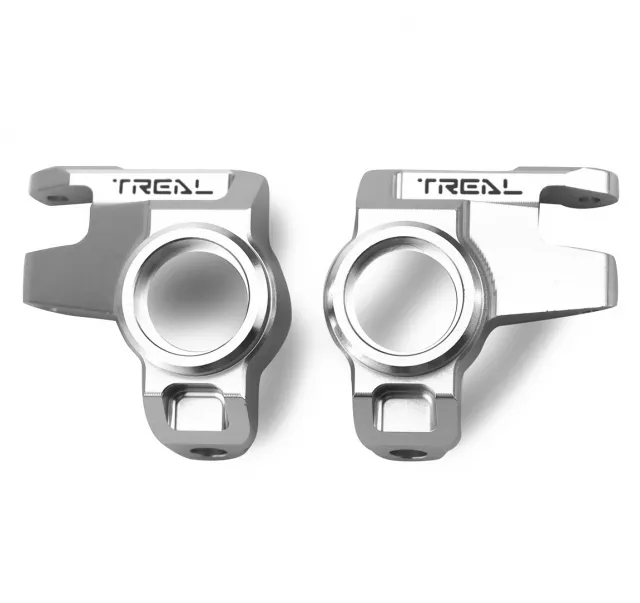 TREAL SCX6 Steering Knuckles L/R Front Hubs CNC Machined Aluminum 7075 for Axial SCX6 AR90 Upgrades - Silver