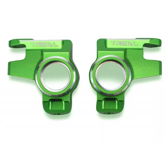 TREAL SCX6 Steering Knuckles L/R Front Hubs CNC Machined Aluminum 7075 for Axial SCX6 AR90 Upgrades - Green