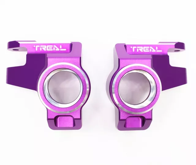 TREAL SCX6 Steering Knuckles L/R Front Hubs CNC Machined Aluminum 7075 for Axial SCX6 AR90 Upgrades - Purple