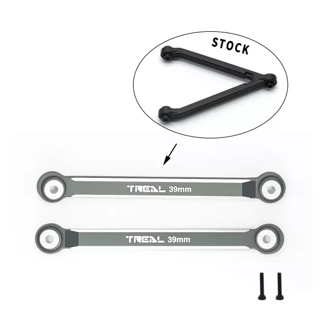 TREAL SCX24 Upper 2 links （4 Links Conversion）39mm Alu#7075 for Axial SCX24 C10 Bronco Gladiator 1/24 Scale Trucks - Grey