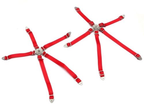 Team Raffee Co. Scale Accessories - 5-Point Safety Harness Racing Seat Belt Camlock Assembled Red