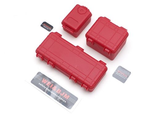 Team Raffee Co. Scale Accessories - 1/10 Scale Safety Equipment Cases Hard Luggage Box Set (3) Red